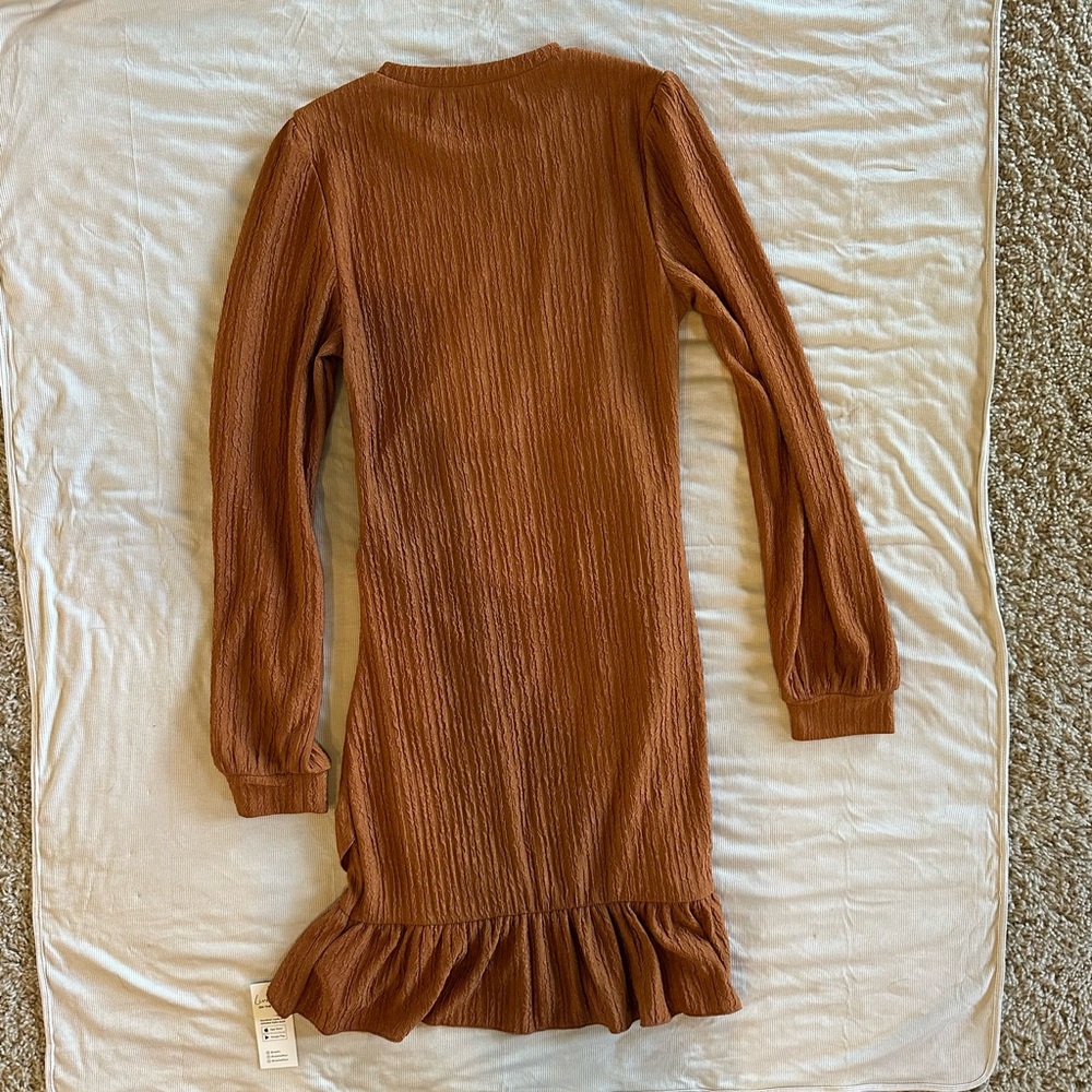 Cupshe Pumpkin Spice Rib Ruched Mini Dress - Picture 7 of 7